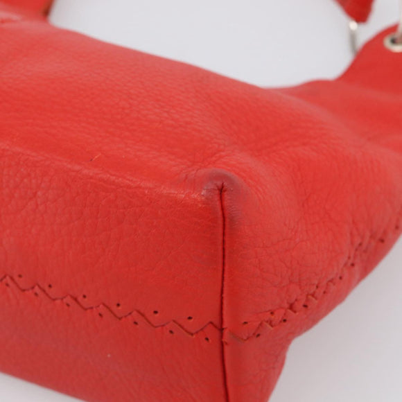 Bottega Veneta Shoulder Bag Leather Red Silver Auth 215194V