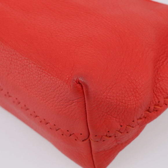 Bottega Veneta Shoulder Bag Leather Red Silver Auth 215194V