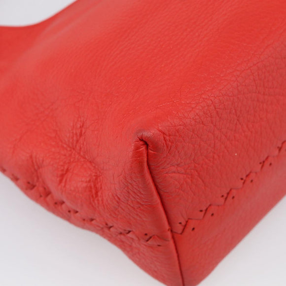 Bottega Veneta Shoulder Bag Leather Red Silver Auth 215194V