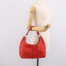 Bottega Veneta Shoulder Bag Leather Red Silver Auth 215194V-22