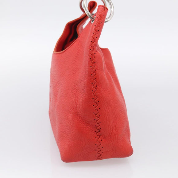 Bottega Veneta Shoulder Bag Leather Red Silver Auth 215194V