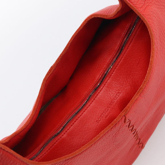 Bottega Veneta Shoulder Bag Leather Red Silver Auth 215194V