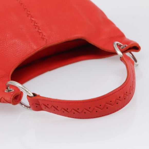 Bottega Veneta Shoulder Bag Leather Red Silver Auth 215194V