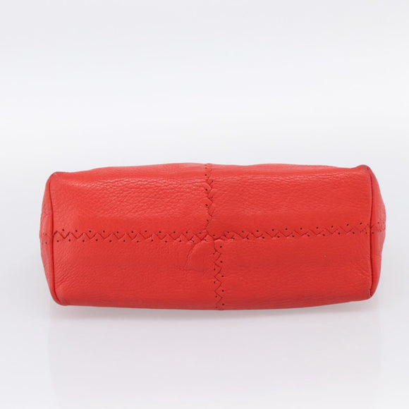 Bottega Veneta Shoulder Bag Leather Red Silver Auth 215194V
