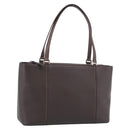 BURBERRY Tote Bag Leather Brown Silver Auth 215195-1