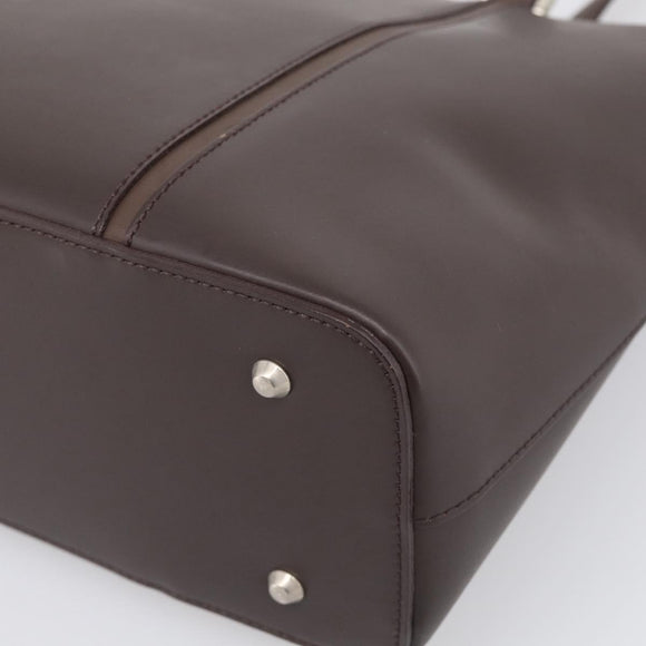 BURBERRY Tote Bag Leather Brown Silver Auth 215195