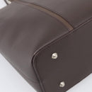 BURBERRY Tote Bag Leather Brown Silver Auth 215195-11