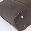 BURBERRY Tote Bag Leather Brown Silver Auth 215195-13