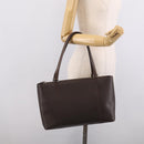 BURBERRY Tote Bag Leather Brown Silver Auth 215195-24