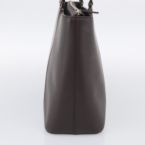 BURBERRY Tote Bag Leather Brown Silver Auth 215195