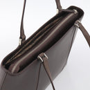 BURBERRY Tote Bag Leather Brown Silver Auth 215195-6