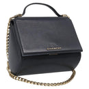 GIVENCHY Chain Pandora Box Shoulder Bag Leather 2way Black Gold Auth 215213-1