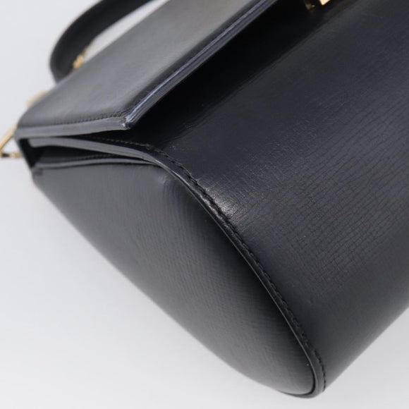 GIVENCHY Chain Pandora Box Shoulder Bag Leather 2way Black Gold Auth 215213