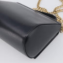 GIVENCHY Chain Pandora Box Shoulder Bag Leather 2way Black Gold Auth 215213-14
