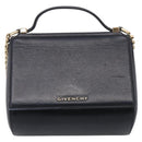 GIVENCHY Chain Pandora Box Shoulder Bag Leather 2way Black Gold Auth 215213-2