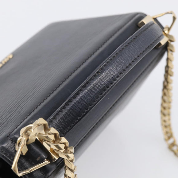 GIVENCHY Chain Pandora Box Shoulder Bag Leather 2way Black Gold Auth 215213
