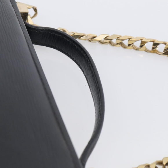 GIVENCHY Chain Pandora Box Shoulder Bag Leather 2way Black Gold Auth 215213