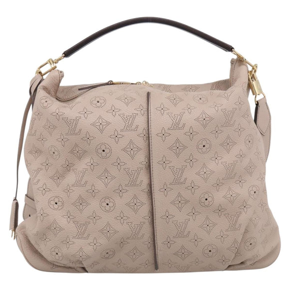LOUIS VUITTON Mahina Selene MM Shoulder Bag Leather Beige M94275 LV Auth 215214V