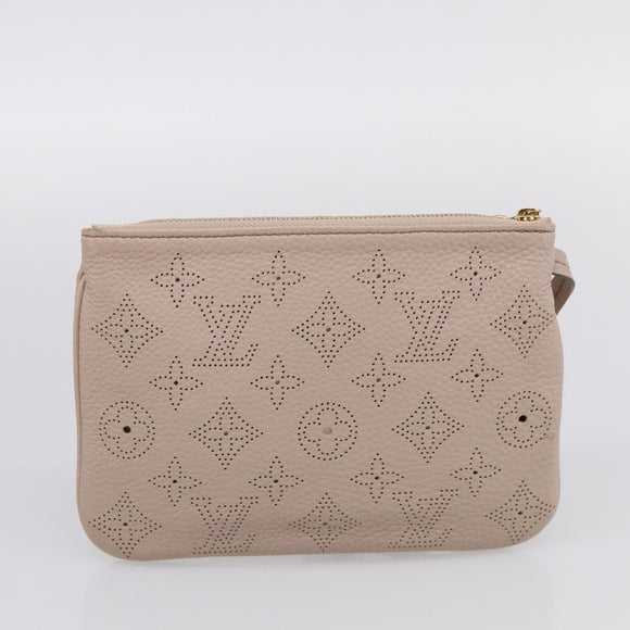 LOUIS VUITTON Mahina Selene MM Shoulder Bag Leather Beige M94275 LV Auth 215214V