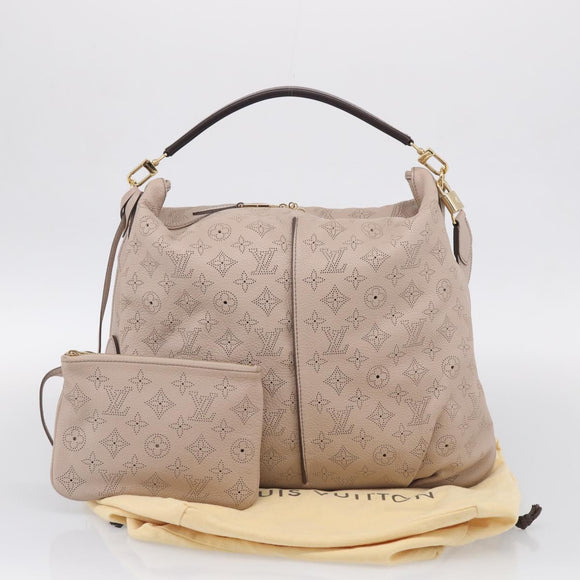 LOUIS VUITTON Mahina Selene MM Shoulder Bag Leather Beige M94275 LV Auth 215214V