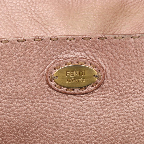 FENDI Celeria Shoulder Bag Leather Pink Gold 8BT200 Auth 215359A