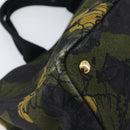 PRADA Canapa Hand Bag Canvas Green Gold Auth 215362A-11