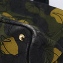 PRADA Canapa Hand Bag Canvas Green Gold Auth 215362A-12