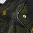PRADA Canapa Hand Bag Canvas Green Gold Auth 215362A-13