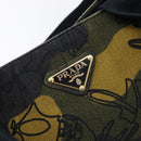PRADA Canapa Hand Bag Canvas Green Gold Auth 215362A-14