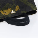 PRADA Canapa Hand Bag Canvas Green Gold Auth 215362A-7