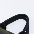 PRADA Canapa Hand Bag Canvas Green Gold Auth 215362A-8