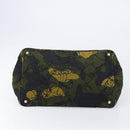 PRADA Canapa Hand Bag Canvas Green Gold Auth 215362A-9