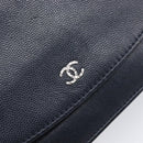 CHANEL Chain Shoulder Wallet Bag Caviar Skin Navy Silver CC Auth 215363V-15