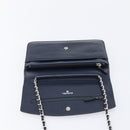 CHANEL Chain Shoulder Wallet Bag Caviar Skin Navy Silver CC Auth 215363V-16