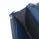 CHANEL Chain Shoulder Wallet Bag Caviar Skin Navy Silver CC Auth 215363V-22