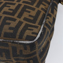 FENDI Zucca Canvas Shoulder Bag Brown Black Auth 215364-12