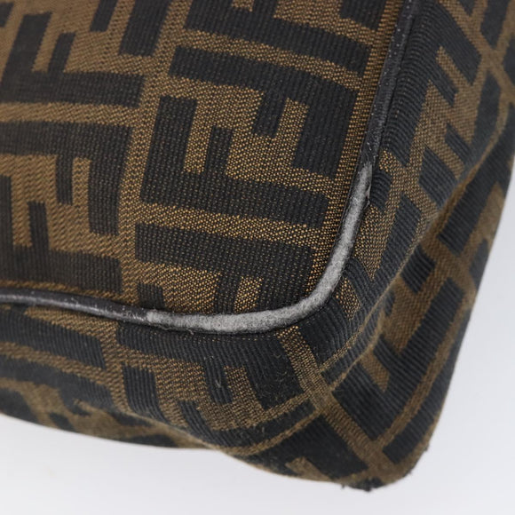FENDI Zucca Canvas Shoulder Bag Brown Black Auth 215364