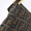 FENDI Zucca Canvas Shoulder Bag Brown Black Auth 215364-14