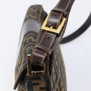 FENDI Zucca Canvas Shoulder Bag Brown Black Auth 215364-15