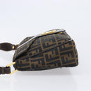 FENDI Zucca Canvas Shoulder Bag Brown Black Auth 215364-5