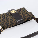 FENDI Zucca Canvas Shoulder Bag Brown Black Auth 215364-6
