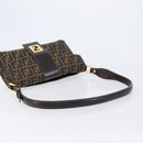 FENDI Zucca Canvas Shoulder Bag Brown Black Auth 215364-7