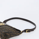 FENDI Zucca Canvas Shoulder Bag Brown Black Auth 215364-8