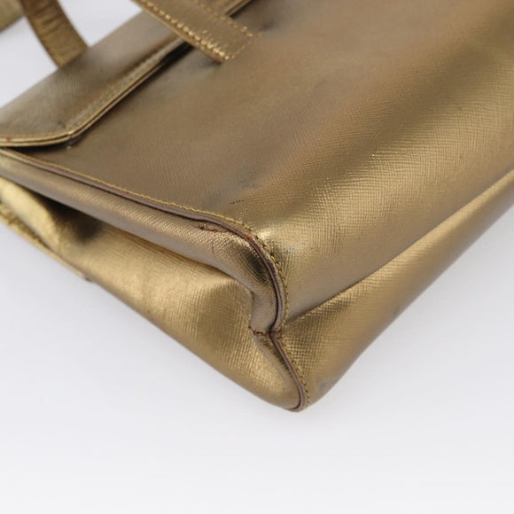 PRADA Hand Bag Saffiano leather Gold Auth 215367A