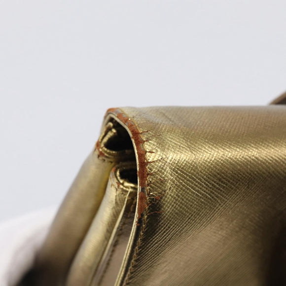 PRADA Hand Bag Saffiano leather Gold Auth 215367A
