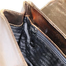 PRADA Hand Bag Saffiano leather Gold Auth 215367A-21