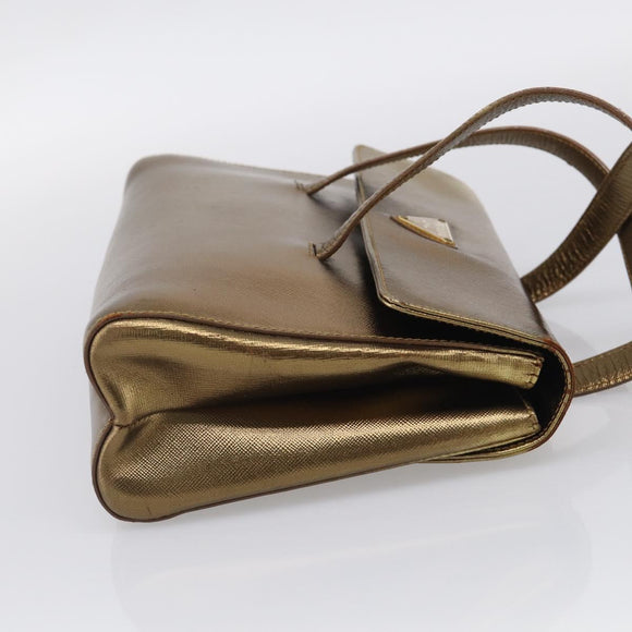 PRADA Hand Bag Saffiano leather Gold Auth 215367A