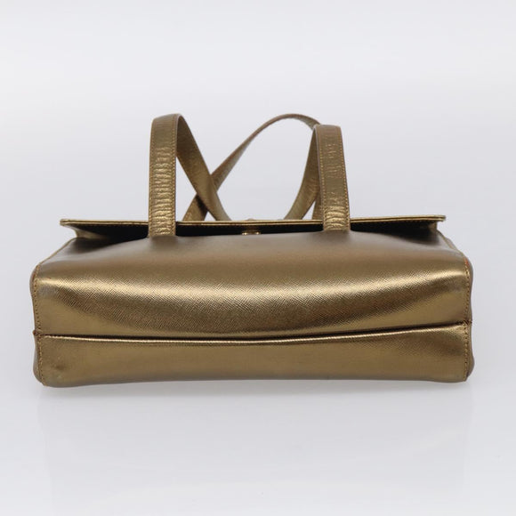 PRADA Hand Bag Saffiano leather Gold Auth 215367A