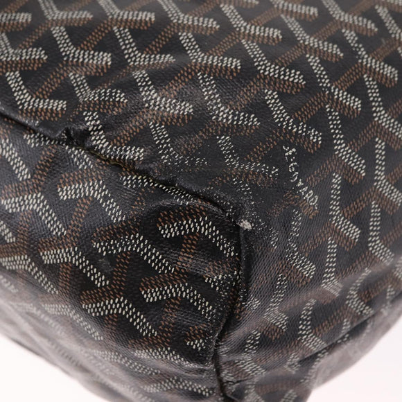 Goyard Herringbone Saint Louis PM Tote Bag PVC Black Silver Auth 215370