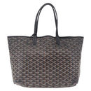 Goyard Herringbone Saint Louis PM Tote Bag PVC Black Silver Auth 215370-2
